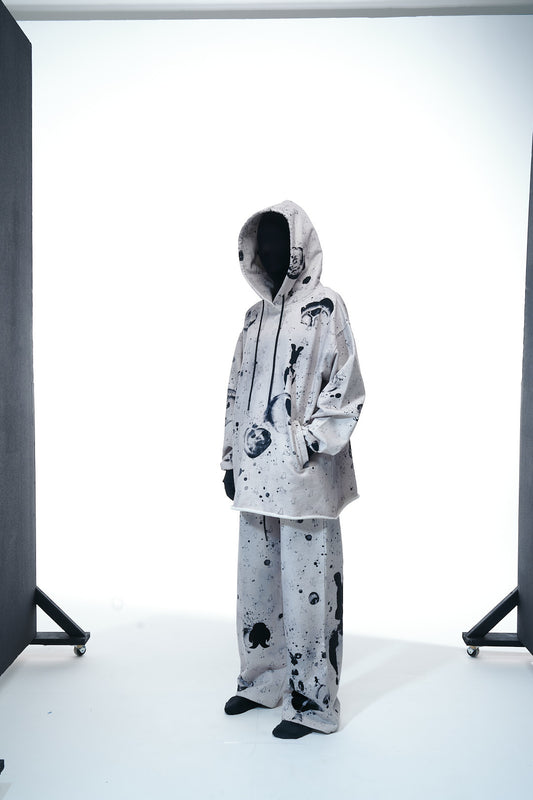 Hoodie "Black and White Melange"